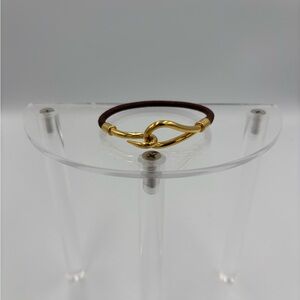 Hermes Jumbo Gold Hook Leather wrap Bracelet with Box